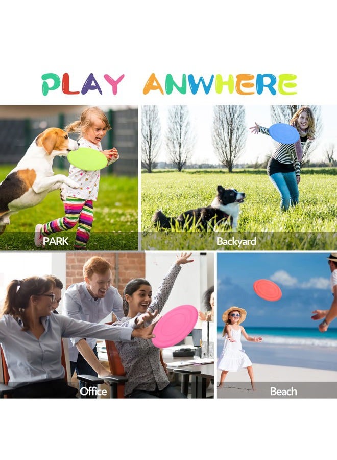 Vinsot 28 Pcs Flying Discs for Kids Soft Rubber Flying Disc Dog Flying Disc Toy Colorful Disk Flyer Toy for Children Pets Dogs for Backyard Lawn Games Sports Party Favors, 7 Colors - Image 5