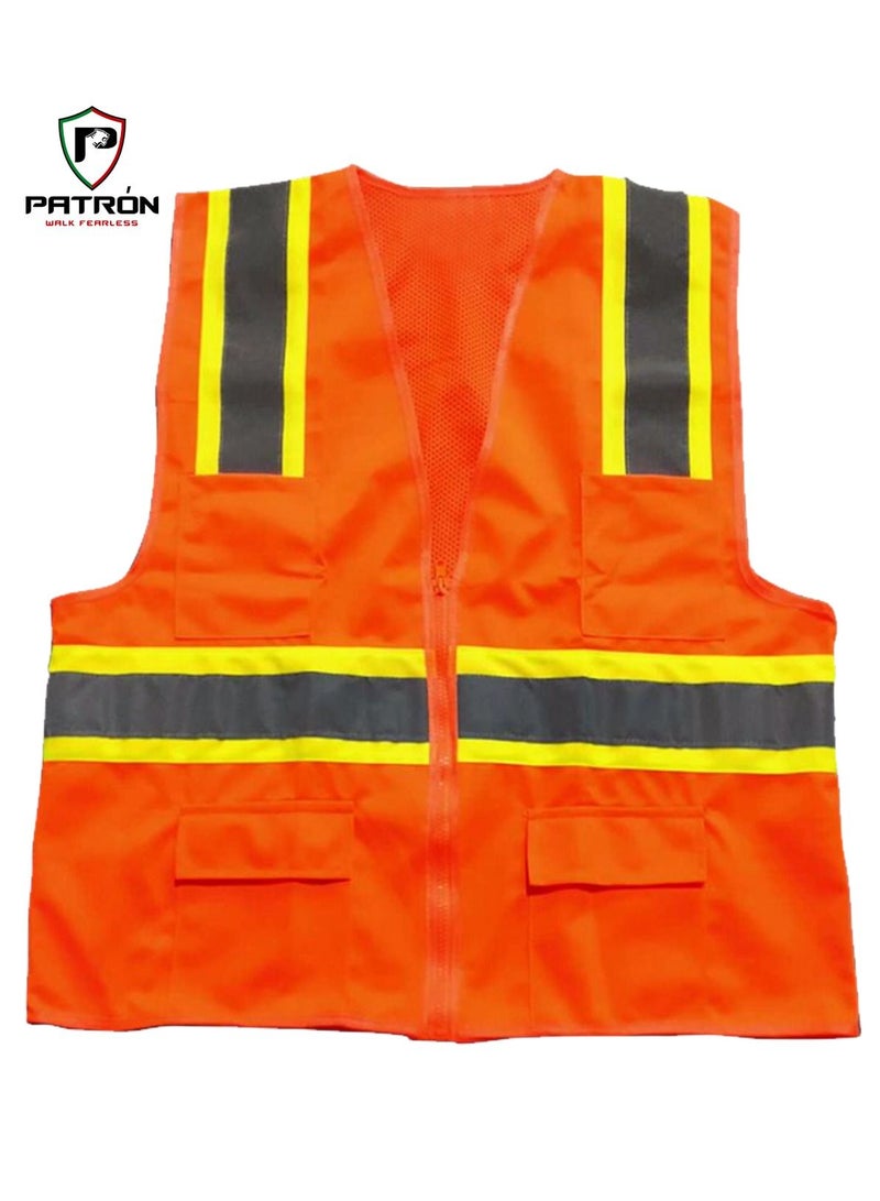 Patron High Quality Reflective Fabric With Hi Vis Tape Vest In Light Weight, Wind & Moisture Resistant For Men Women - Image 1