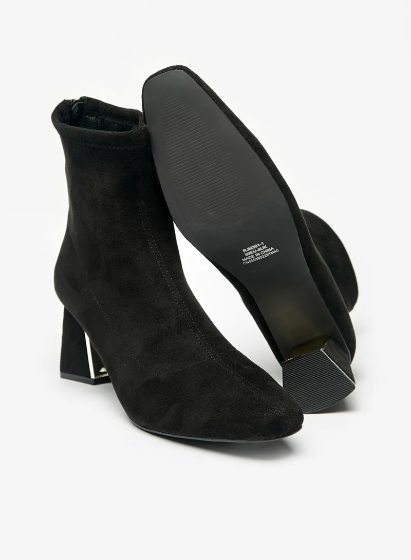 فلورا بيلا من شو إكسبرس Womens Solid Boots With Flared Heels And Zip Closure By Shoexpress