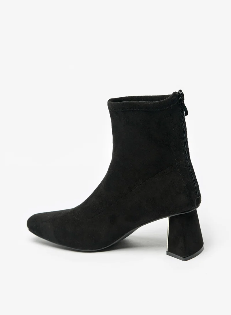 فلورا بيلا من شو إكسبرس Womens Solid Boots With Flared Heels And Zip Closure By Shoexpress