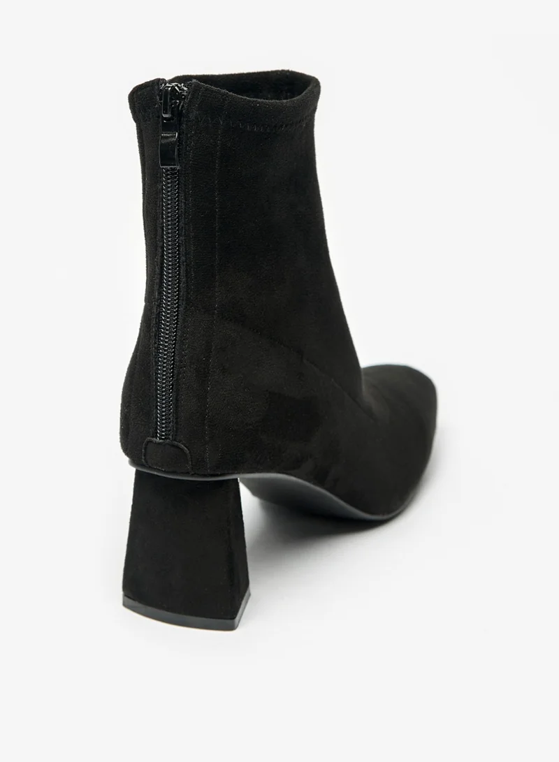 فلورا بيلا من شو إكسبرس Womens Solid Boots With Flared Heels And Zip Closure By Shoexpress