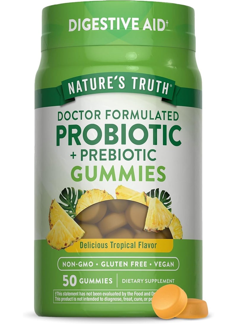 Nature's Truth Probiotic Gummies for Adults | 50 Count | Vegan, Non-GMO & Gluten Free Digestive Health Supplement |