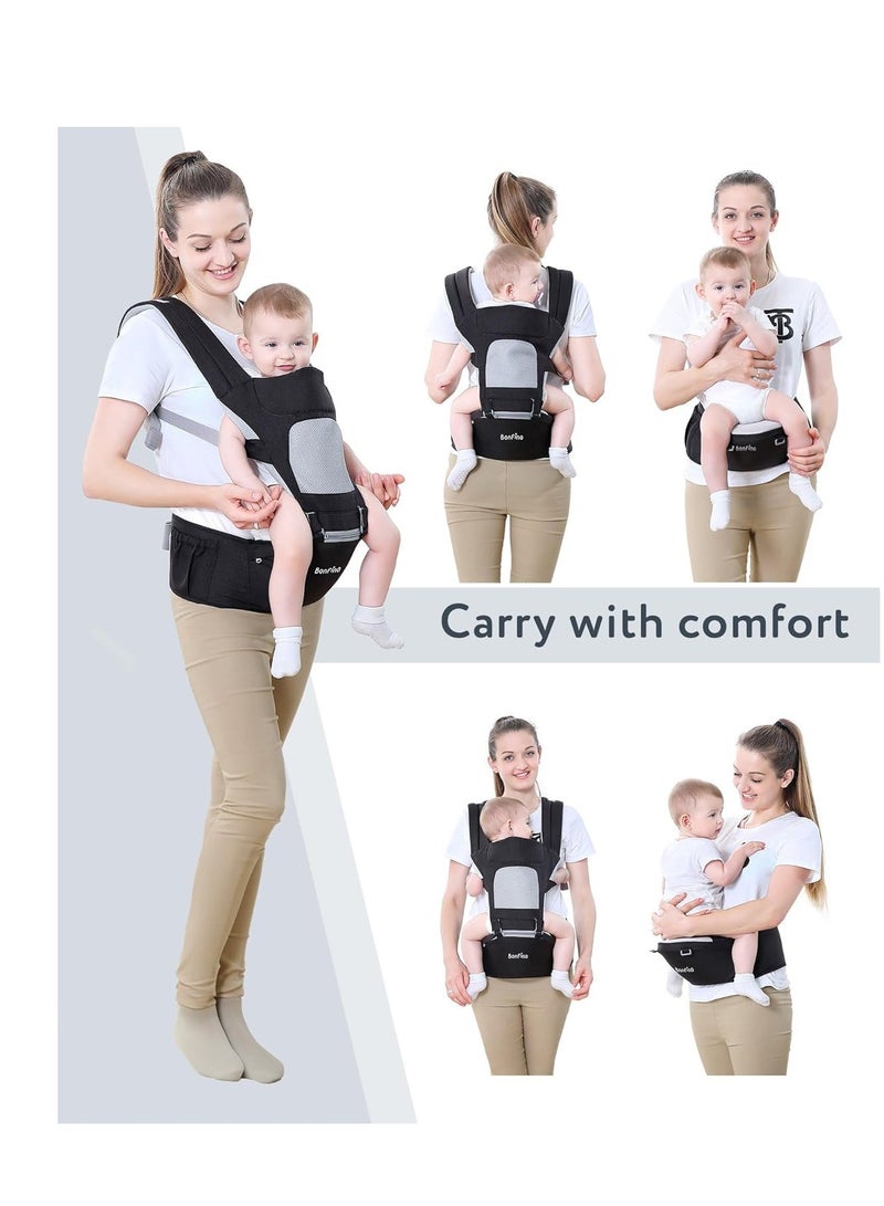 Bonfino Admire 5-In-1 Hipseat Baby Carrier, Ergonomic Baby Carry Bag, Adjustable Strap And Breathable Fabric  - Image 3