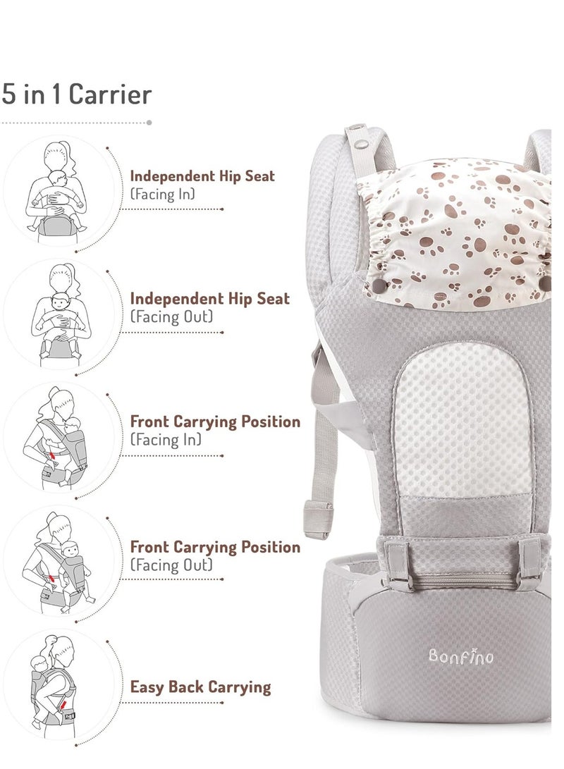 Bonfino Admire 5-In-1 Hipseat Baby Carrier, Ergonomic Baby Carry Bag, Adjustable Strap And Breathable Fabric  - Image 4