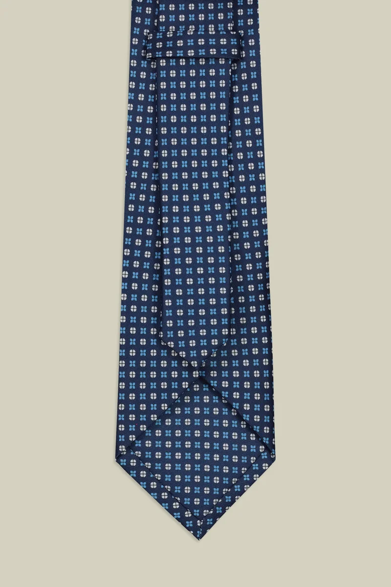 Doppelganger Men's tie with micro floral pattern - DK Blue