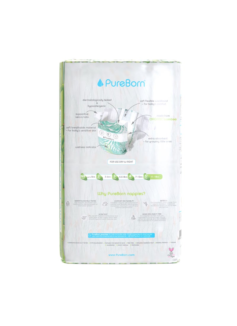 PureBorn Organic Baby Tape Style Diapers Size-5 11-18 kg Daisy Print 44 Diapers - Image 2