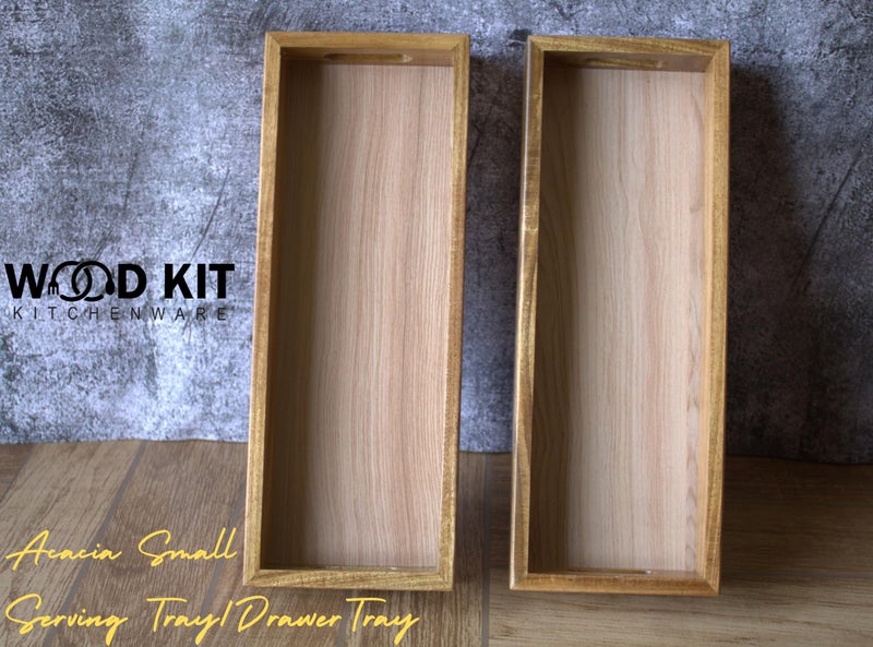 Woodkit Acacia Organizer Tray - Versatile Vanity & Kitchen Storage Tray, Small Desk Organizer for Jewellery, Utensils, Makeup, Spices - Eco-Friendly Home & Office Decor(Set of 2) - Image 2