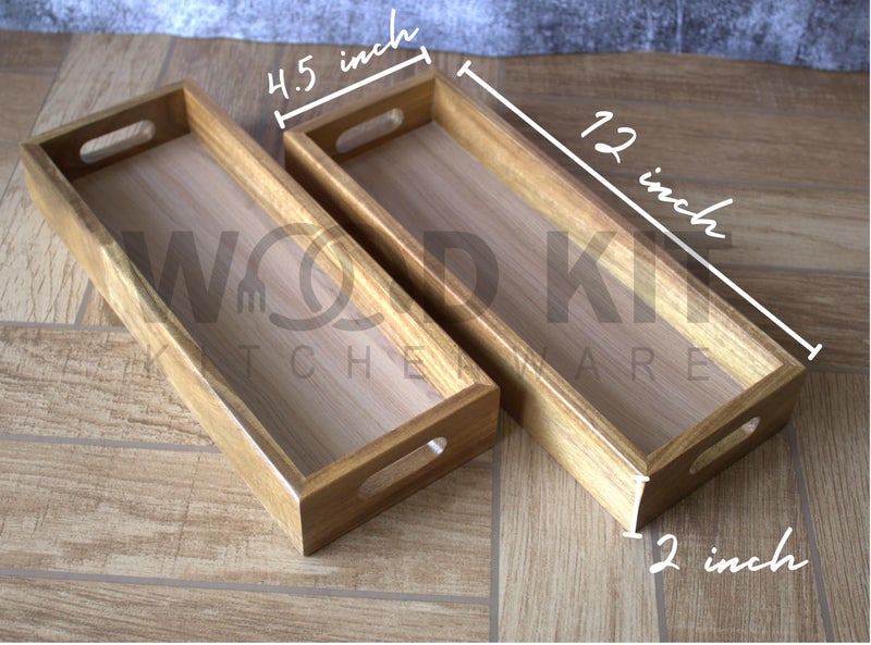 Woodkit Acacia Organizer Tray - Versatile Vanity & Kitchen Storage Tray, Small Desk Organizer for Jewellery, Utensils, Makeup, Spices - Eco-Friendly Home & Office Decor(Set of 2) - Image 4