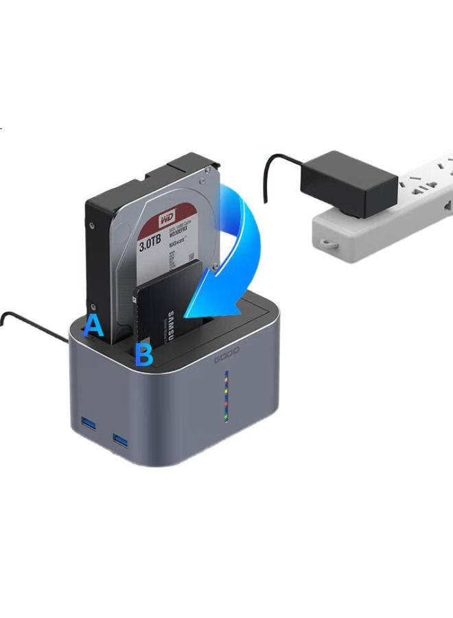 Godo Mechanical Hard Drive Enclosure, 3.5-Inch Base, 2.5-Inch Sata Ssd, Dual-Bay Expansion, External Usb 3.0 Reader, Compatible With Desktop And Laptop - Image 1