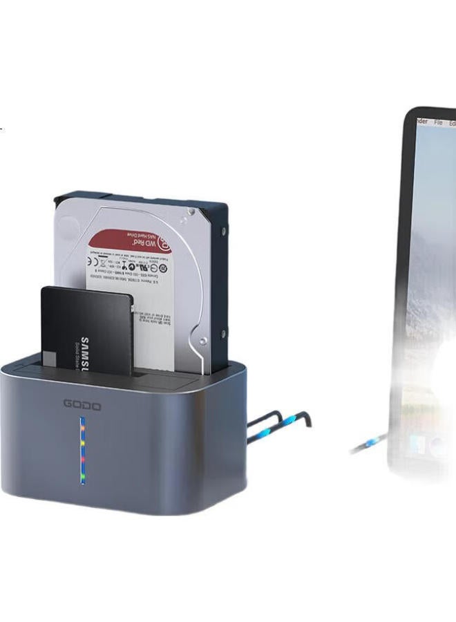Godo Mechanical Hard Drive Enclosure, 3.5-Inch Base, 2.5-Inch Sata Ssd, Dual-Bay Expansion, External Usb 3.0 Reader, Compatible With Desktop And Laptop - Image 2