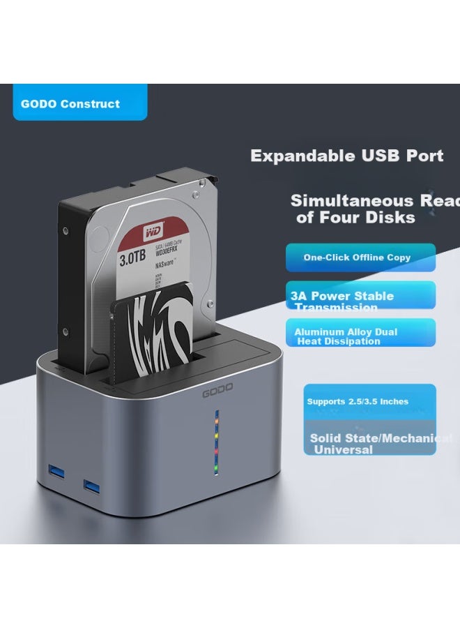 Godo o Mechanical Hard Drive Enclosure, 3.5-inch Base, 2.5-inch Sata Ssd, Dual-bay Expansion, External Usb 3.0 Reader, Compatible With Desktop And Laptop - Image 1