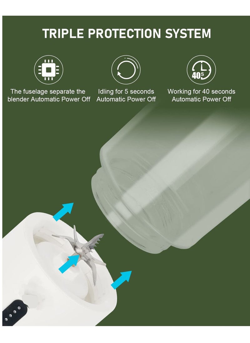 Excefore Portable Blender for Shakes and Smoothies, 532ML Type-C USB Rechargeable Blender, Powerful Mini Juice Blender with 6 Blades Ice Tray and Cleaning Brush for Travel Sports Kitchen(White)  - Image 5
