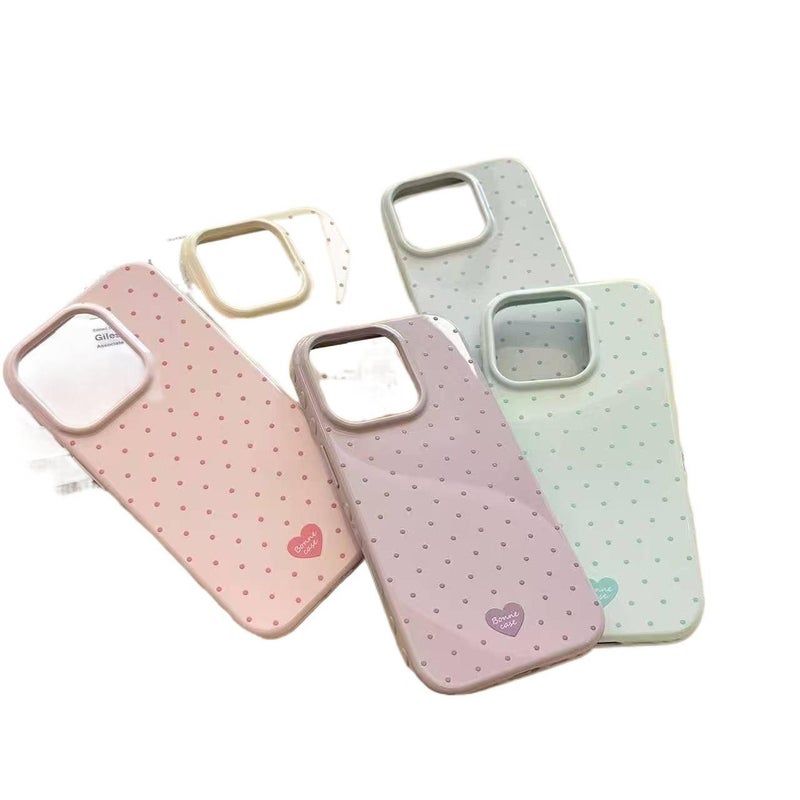 BB غطاء واقي بسيليكون لـ iPhone 16 / 16 Plus / 16 Pro / 16 Pro Max مع حماية من السقوط ومنقط مع مقاوم للصدمات مع نقش قلب باللون أصفر من السيليكون - Image 2