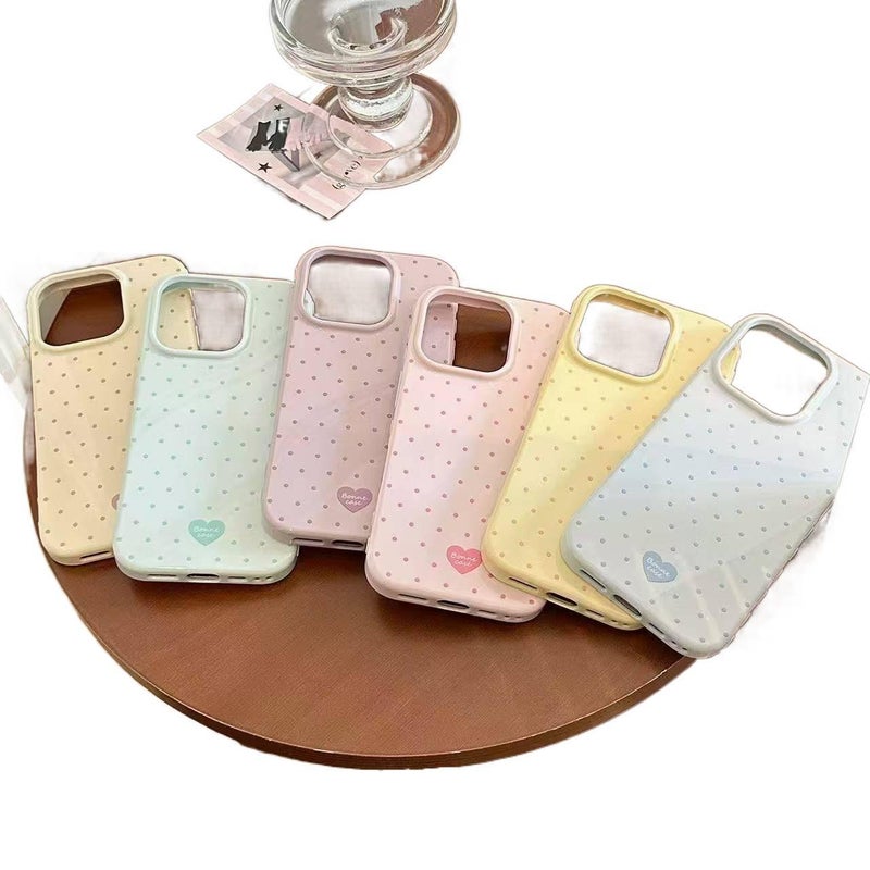 BB غطاء واقي بسيليكون لـ iPhone 16 / 16 Plus / 16 Pro / 16 Pro Max مع حماية من السقوط ومنقط مع مقاوم للصدمات مع نقش قلب باللون أصفر من السيليكون - Image 4