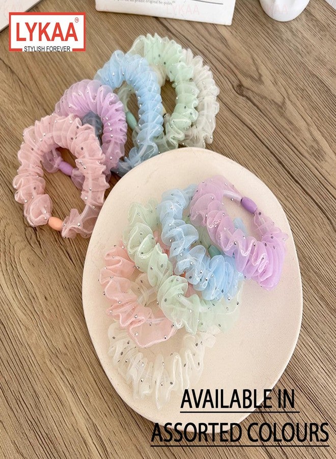 LYKAA Classic Scrunchies Hairbands Rubber Band Stylish Ponytail Holder, Stretchy Hair Bun Hair Accessories Girls For Women | Girls Set Of 5 (Multicolour) - Image 3