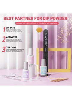 Aokitec Dip Powder Nail Kit Starter With Dip Build Powder, White Pink Red Glitter 8＋1 Colors Dipping Powder Liquid Set With Base/Top Gel Activator For French Nail Manicure Art Salon  - Image 4