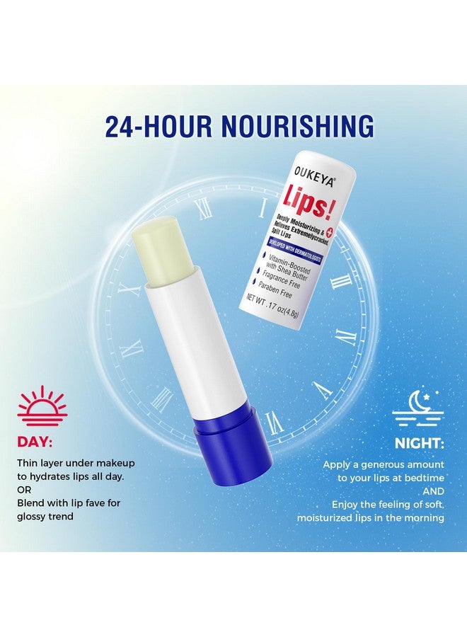 أوكييا مرطب شفاه طبي مع الفازلين وزبدة الشيا وشمع العسل ومكونات طبيعية 100% وزبدة شفاه عضوية ومرطبات لإصلاح الشفاه الجافة والمتشققة وعلاج الشفاه طوال الليل - Image 4