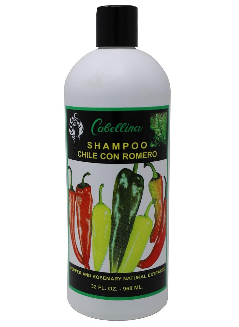 Cabellina - Chile con Romero Shampoo, Cleans and Refresh, 32 FL OZ, Bottle,Green - Image 1