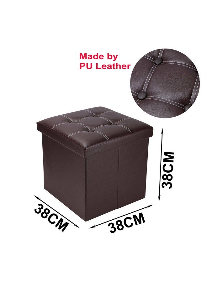 Whitecloud TRANSFORMING HOMES Whitecloud TRANSFORMING HOMES® Portable & Foldable Storage Stool for Living Room 38x38x38cm (731) Brown  - Image 5