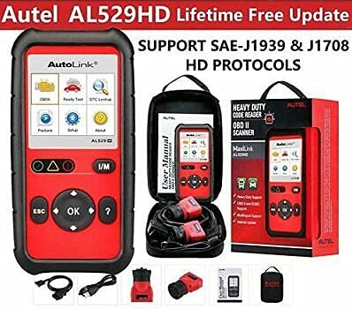 Autel أوتيل أوتولينك AL529HD مع ماسحة OBD2 لسيارات الشاحنات الثقيلة قارئ رموز AutoVIN قراءة/مسح DTCs اختبار مراقبة O2 تحقق من البيانات الحية متوافق مع AL519/AL529 SAE-J1939/J1708 أسود - Image 4