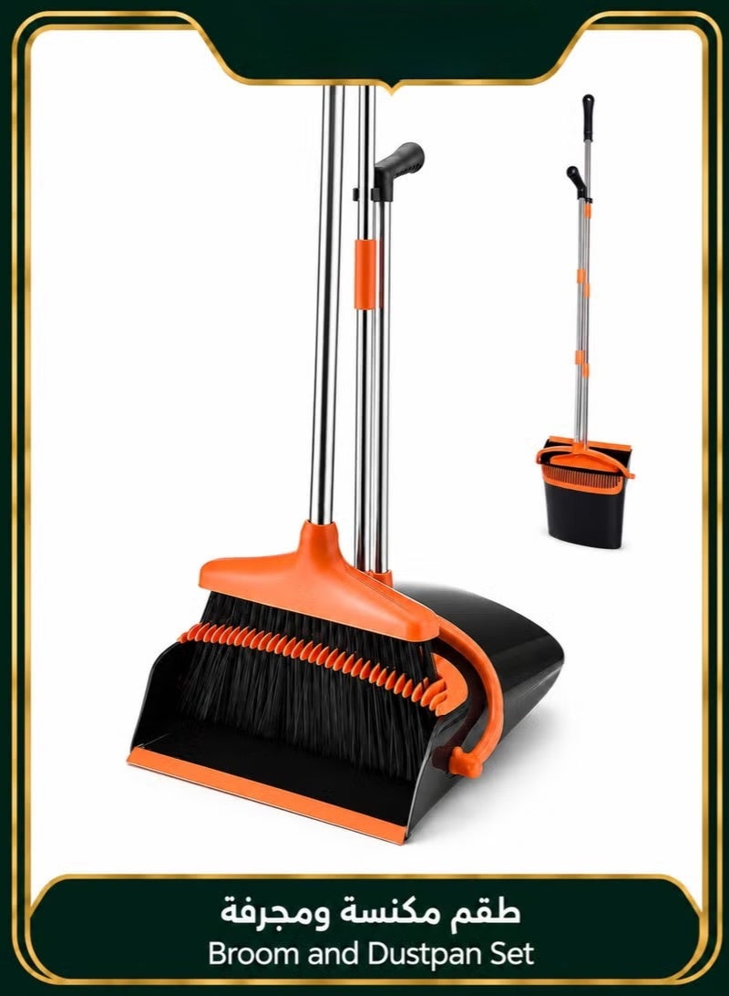 rayze Upgrade Broom and Dustpan Set, Self-Cleaning with Dustpan Teeth, Indoor&Outdoor Sweeping, Ideal for Dog Cat Pets Home Use, Stand Up Broom and Dustpan - Image 1