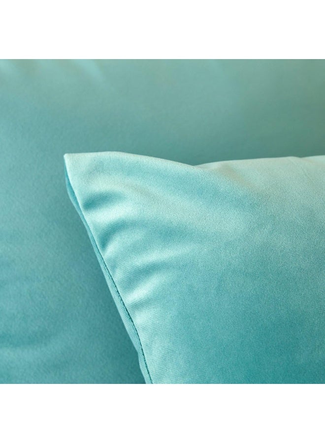 MIULEE Pack of 2, Velvet Soft Solid Decorative Square Throw Pillow Covers Set Cushion Case for Spring Sofa Bedroom Car 18x18 Inch 45x45 Cm Aqua Green - Image 2
