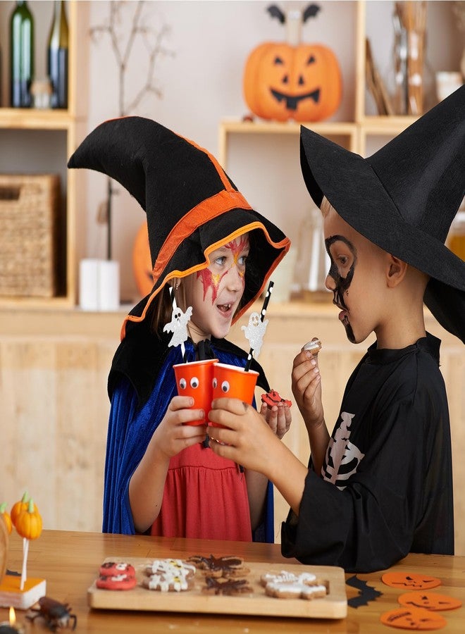 Whaline Halloween Ghost Paper Straws Glitter Ghost Disposable Drinking Straws Cute Spooky Black White Decorative Straw for Trick or Treat Halloween Juices Shakes Cocktail Party Supplies, 60Pcs - Image 4