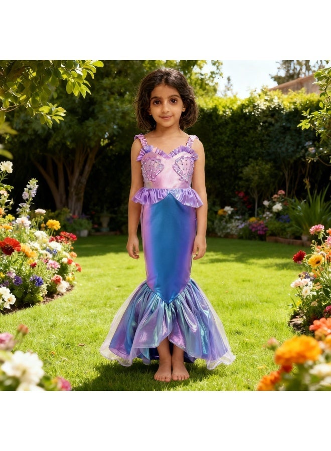 general Ariel Little Mermaid Complete Cosplay Dress Set for Girls - Party Performance Outfit with Faux Jewelry & Bag, Perfect Children's Day Gift - Image 4