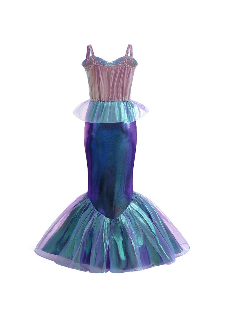 general 1 Set Of Party Performance Ariel Children's Cosplay Dress Little Mermaid Princess Dress Children's Mermaid Clothing For Girls With Simulation Jewelry Set And Bag Best Gift For Children's Day  - Image 4