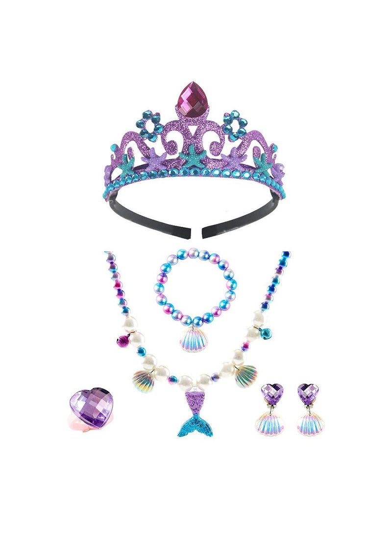 general 1 Set Of Party Performance Ariel Children's Cosplay Dress Little Mermaid Princess Dress Children's Mermaid Clothing For Girls With Simulation Jewelry Set And Bag Best Gift For Children's Day  - Image 5