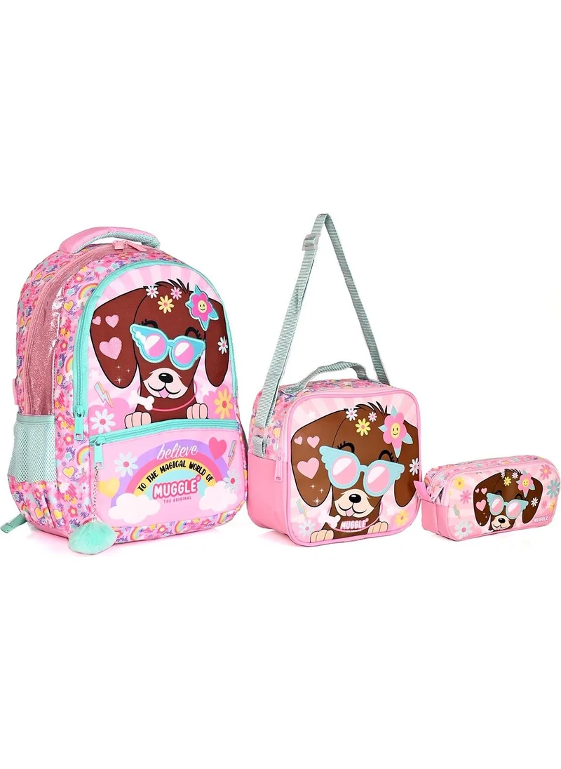 muggle 9008 Cute Dog School Backpack Set of 3