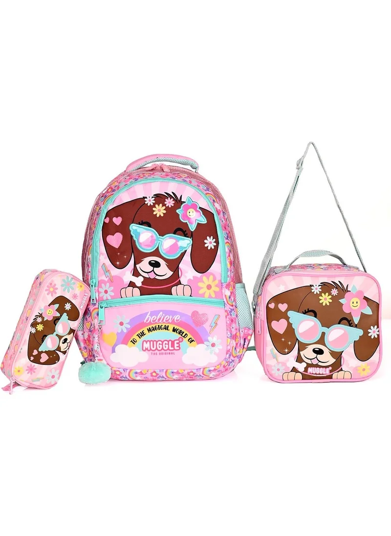 muggle 9008 Cute Dog School Backpack Set of 3