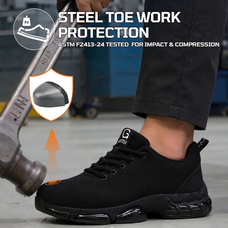 TANIELD Steel Toe Shoes for Men and Women - Lightweight Breathable Safety Sneakers with Air Cushioning - Image 2
