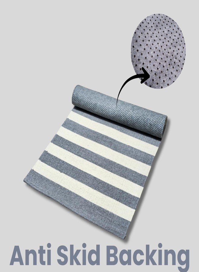 Hashtag Premium Organic Cotton Yoga Mat - 100% Handwoven Natural Cotton - Anti-Skid & Non-Slip - Eco-Friendly, Foldable & Washable Exercise Mat for Yoga, Pilates & Meditation (GREY&WHITE) - Image 4