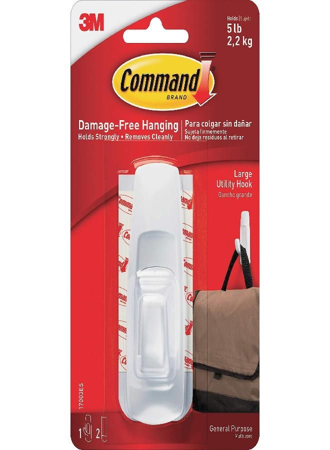 Command Command Store,Plastic Utility Hook, Large, 5-Pound Capacity, 4-Hooks, White (3M - 17003ES - 4/Pack)  - Image 1