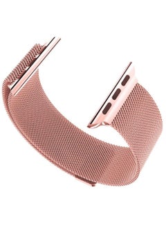 Generic Apple Watch Band49mm 45mm 44mm 42mm Stainless Steel Metal Strap Milanese Loop Alloy Replacement For IWatch Series 8/7/SE/6/5/4/3/2/1 - Rose Pink)  - Image 2