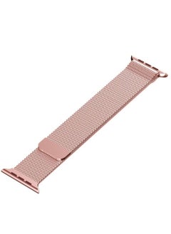 Generic Apple Watch Band49mm 45mm 44mm 42mm Stainless Steel Metal Strap Milanese Loop Alloy Replacement For IWatch Series 8/7/SE/6/5/4/3/2/1 - Rose Pink)  - Image 3