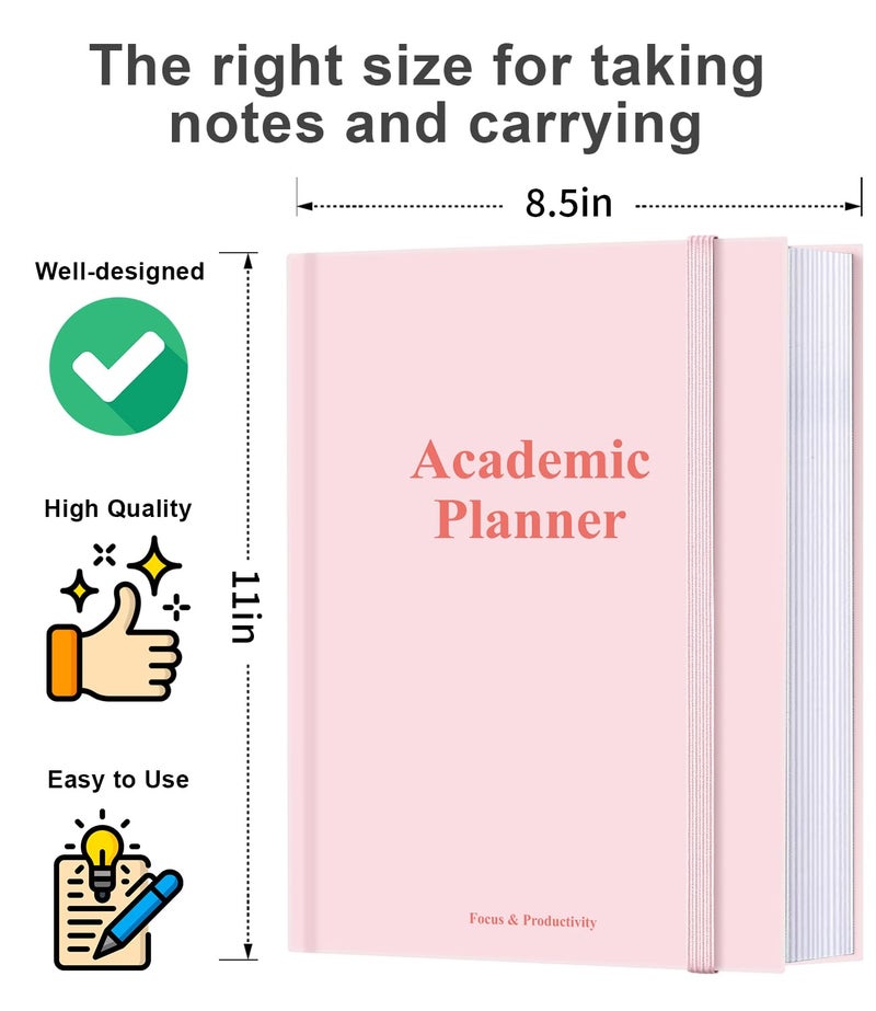 Tuun Fuplan Academic Planner for 2026 or Anytime â€“ 8.5" x 11" Undated Weekly Student Planner For Homeschool, High School, College & Nursing Students, 200 Pages, Pink - Image 2