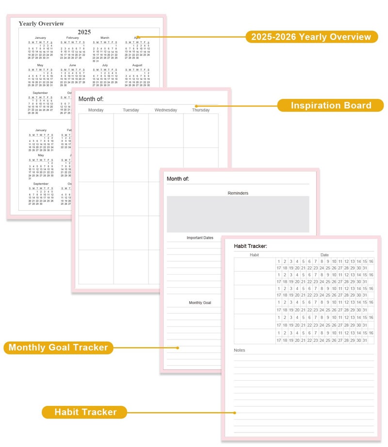 Tuun Fuplan Academic Planner for 2026 or Anytime â€“ 8.5" x 11" Undated Weekly Student Planner For Homeschool, High School, College & Nursing Students, 200 Pages, Pink - Image 5