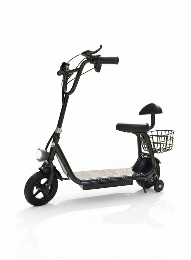 Electric scooter for kids with seat and rear basket, 36V battery, 3 speeds, front and side lights, Bluetooth - Image 2