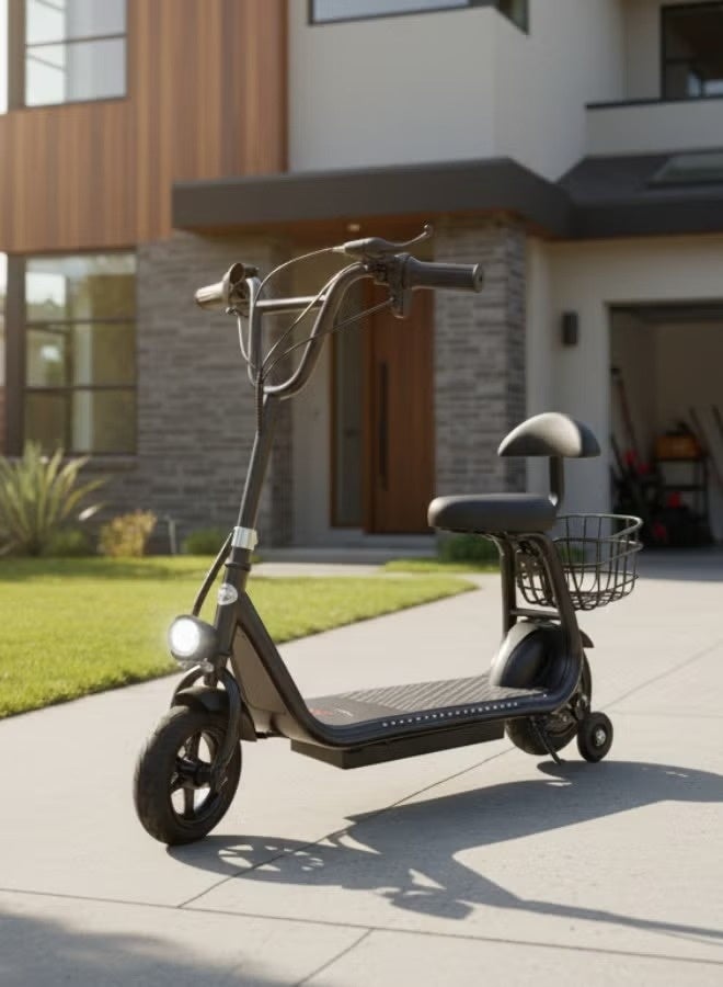 Electric scooter for kids with seat and rear basket, 36V battery, 3 speeds, front and side lights, Bluetooth - Image 3