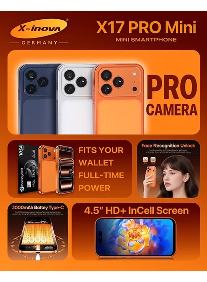 X-Inova Mini Smart Phone X17 Pro Mini 4.5" Display, 4GB+64GB Storage, 13MP Ultra Clear Rear Camera, Dual SIM Silver - Image 4