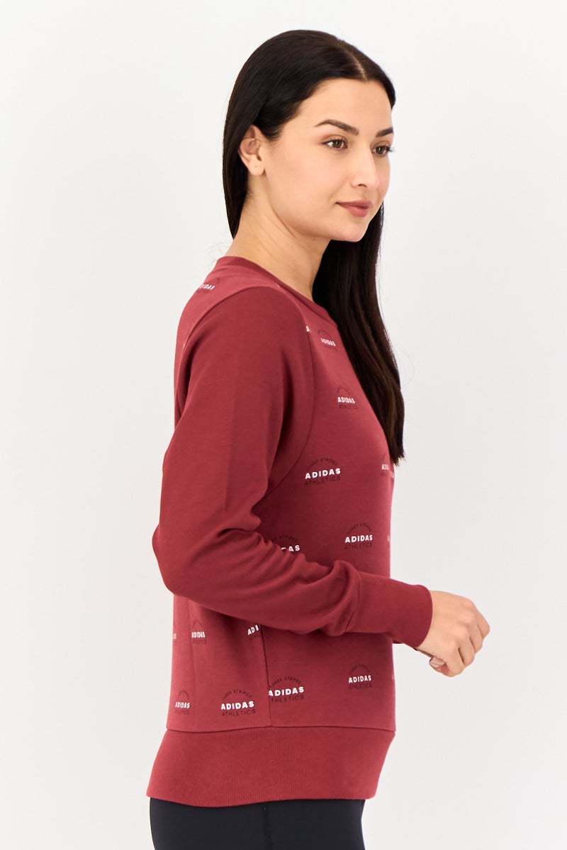Adidas Women Sportswear Fit Long Sleeve Outdoor Sweatshirt, Maroon - Image 4