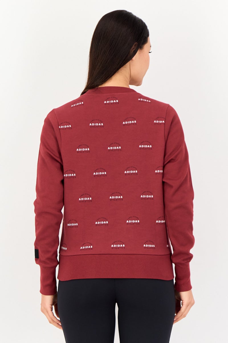 Adidas Women Sportswear Fit Long Sleeve Outdoor Sweatshirt, Maroon - Image 3