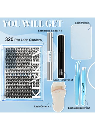 Lash Clusters Kit 3D Fluffy Cluster Lashes 20D+40D 320 Pcs Diy Lash Extensions Eyelash Clusters Glue Individual Lashes Remover Cluster Thin Band & Soft (Fluffy 20D+40D Kit,8-16Mix) - pzsku/ZE98D84D14784EB8AF97CZ/45/_/1734437832/09df2706-b37b-47a1-b2ad-bc35c30eb744