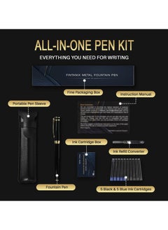 Generic Fountain Pen - Luxury Gold Black Finish, Fine Nib, Smooth Writing, Complete Set with Ink Cartridges & Converter & Pen Sleeve, Perfect for Professional, Office, Journaling Use, Ideal Gift, Black  - Image 5