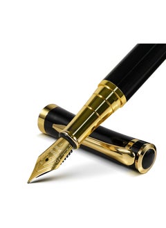 Generic Fountain Pen - Luxury Gold Black Finish, Fine Nib, Smooth Writing, Complete Set with Ink Cartridges & Converter & Pen Sleeve, Perfect for Professional, Office, Journaling Use, Ideal Gift, Black  - Image 1