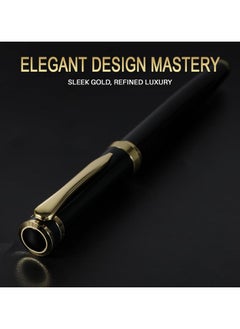 Generic Fountain Pen - Luxury Gold Black Finish, Fine Nib, Smooth Writing, Complete Set with Ink Cartridges & Converter & Pen Sleeve, Perfect for Professional, Office, Journaling Use, Ideal Gift, Black  - Image 4