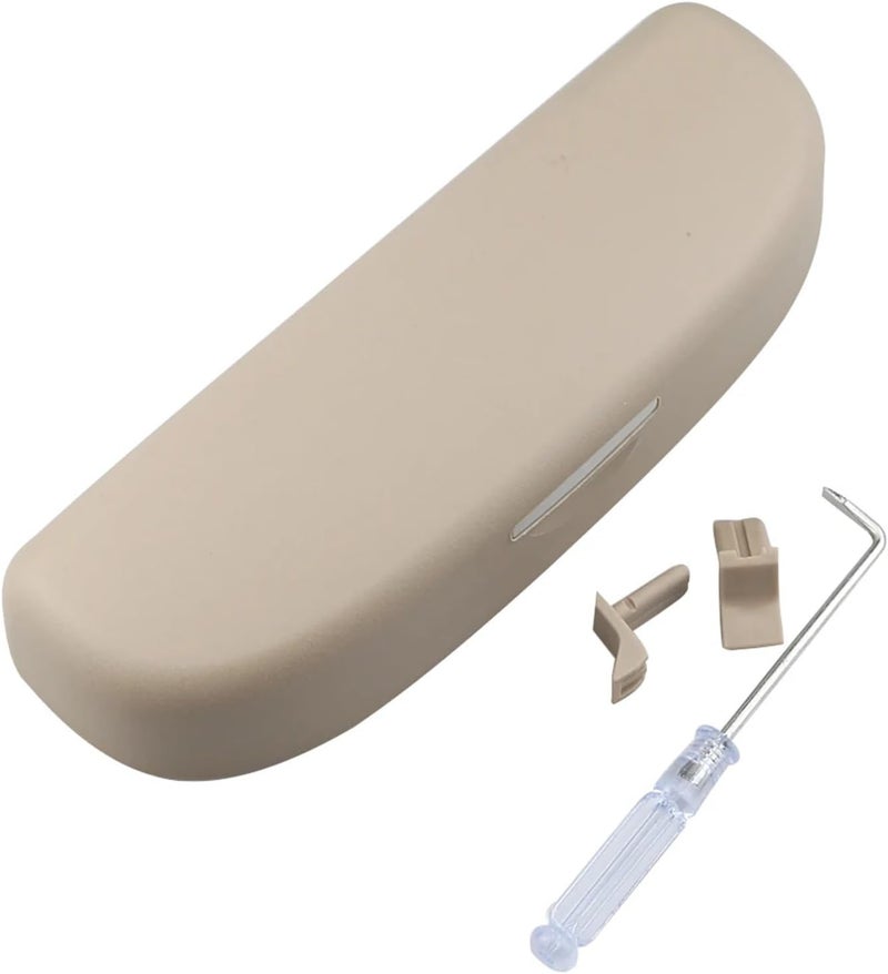 QASULER Car Glasses Holder Case - Beige - Image 1