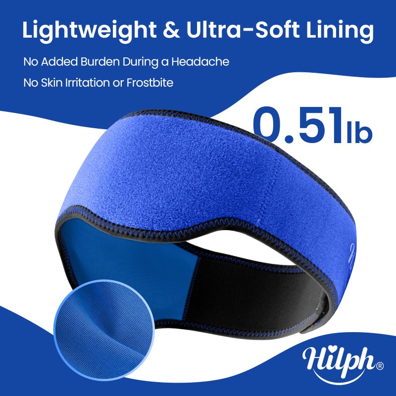 Hilph Headache Ice Pack Migraine Ice Head Wrap, Reusable Head Cold Pack Forehead Ice Pack for Migraine Relief, Headache Tension, Sinus Pain, Chemo, Stress Relief (Blue) - Image 5